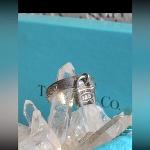 Tiffany & Co. Sterling Silver 1837 Padlock Charm Band Size 7